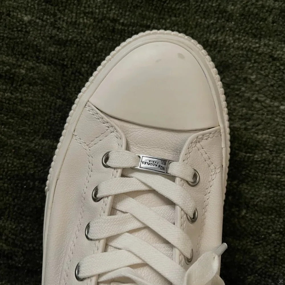 The Kooples White Smooth Leather High-Top Sneakers Men’s Size 10 Street Style - Picture 8 of 9